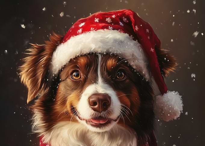 Dog in Santa Hat