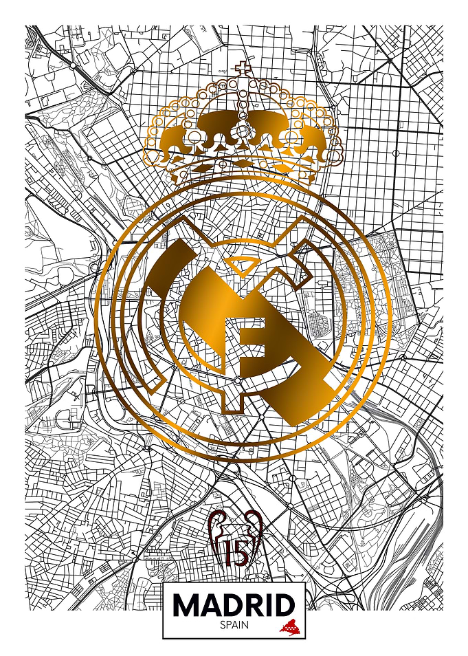 Madrid City Map with Real Madrid Logo