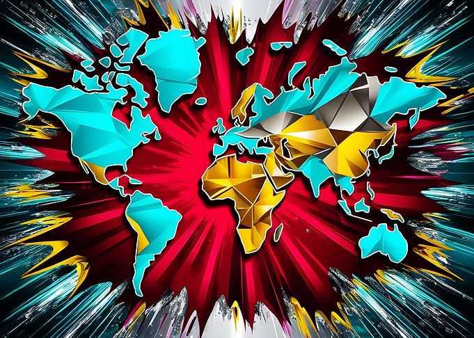 World Map Abstract Art