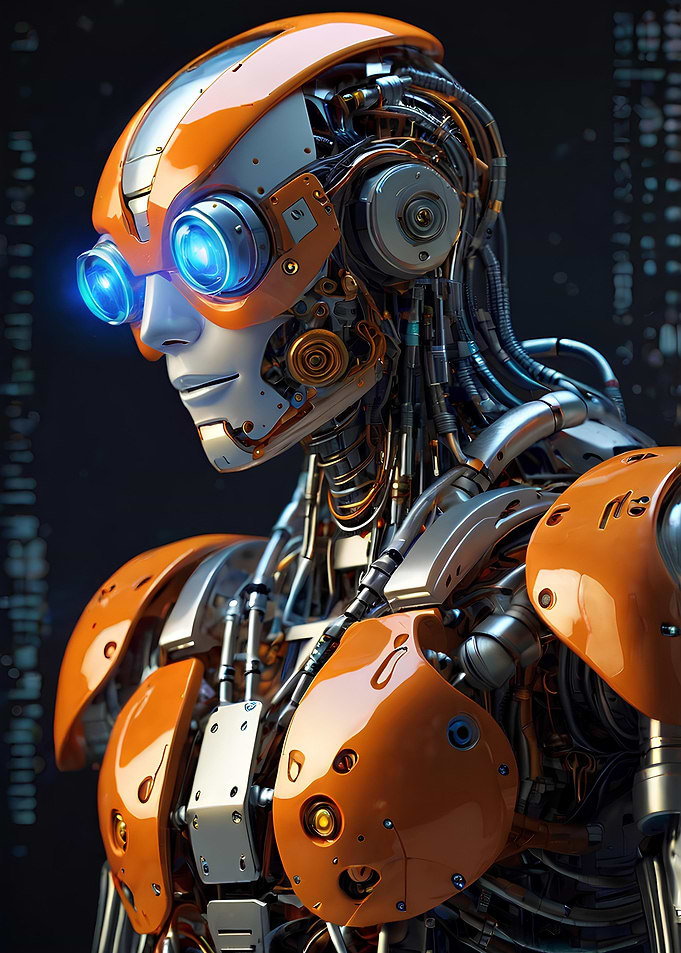 Orange Robot with Glowing Eyes