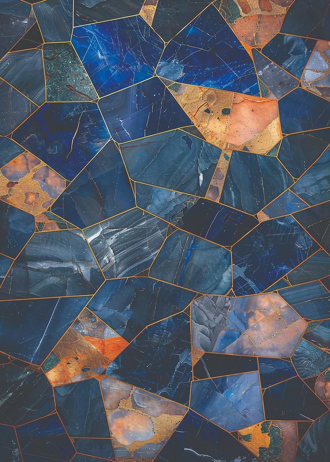 Blue and Gold Stone Mosaic