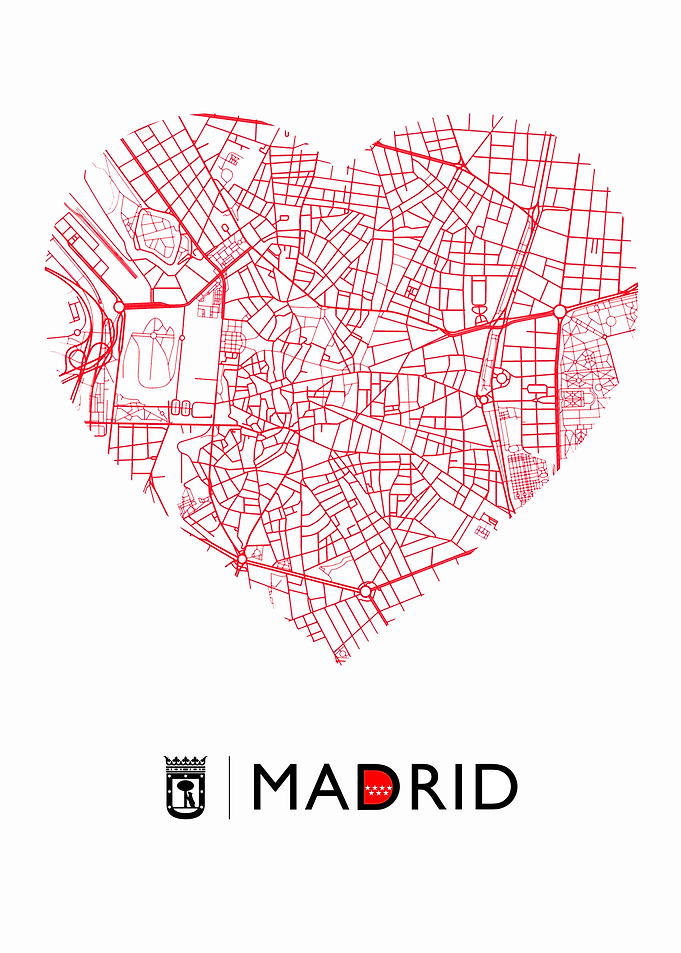 Madrid City Map Heart
