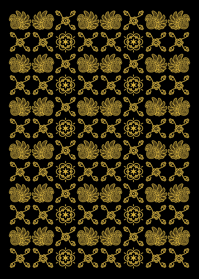 Batik Jambi Gold Floral Pattern