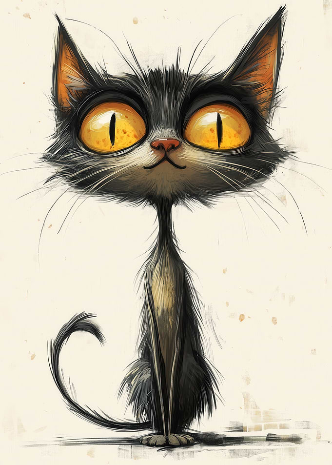 Cartoon Cat with Big Eyes
