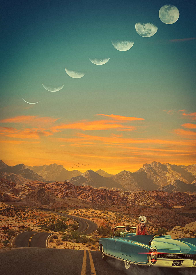 Vintage Car Sunset Drive