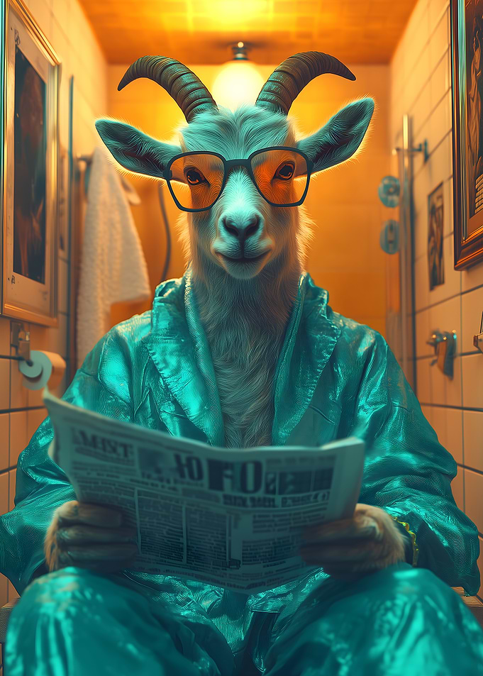 Goat in a Bathroom