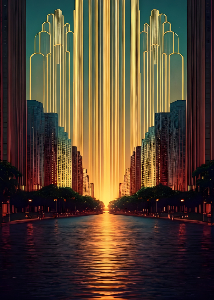 Cityscape with Golden Rays