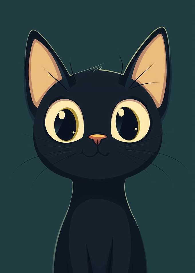 Cute Black Cat Illustration