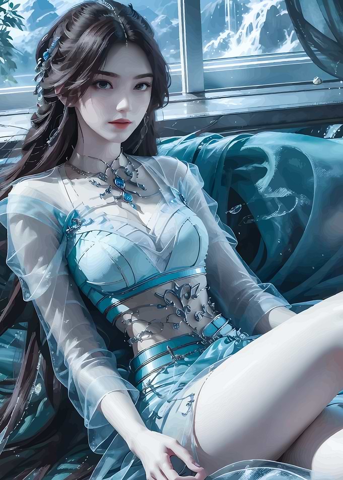 Blue-Clad Fantasy Woman