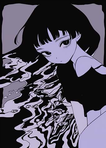 Anime Girl with Water Reflection