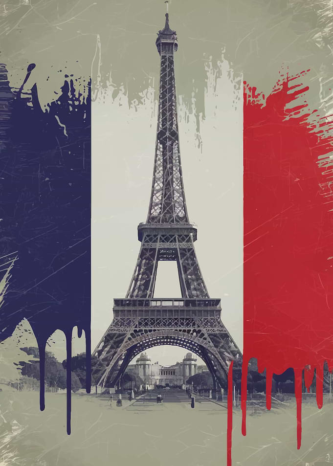 Eiffel Tower with French Flag