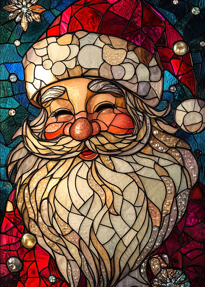 Stained Glass Santa Claus