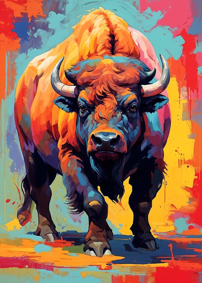 Colorful Charging Bison Vivid Instincts