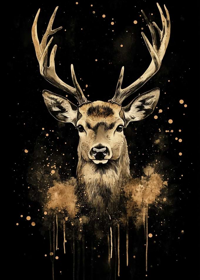 Golden Deer Watercolor