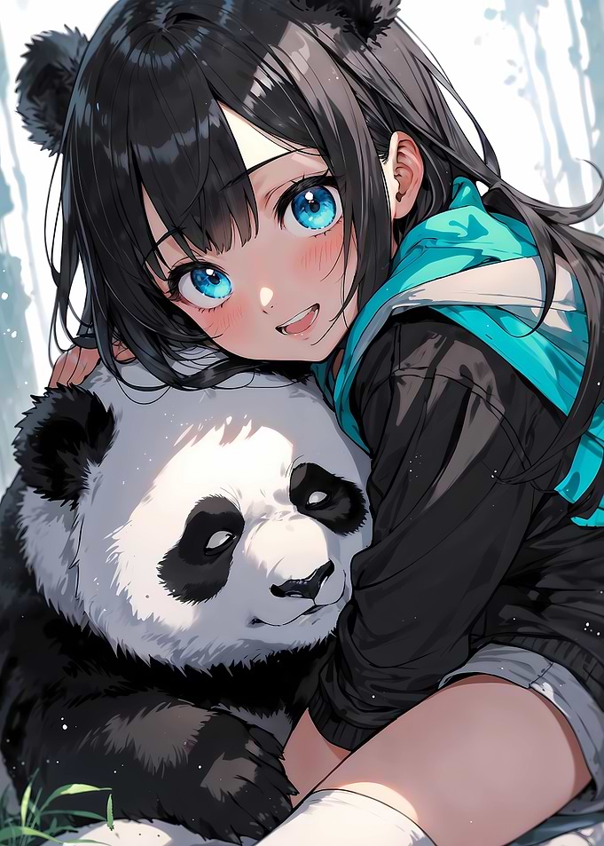 Anime Girl with Panda