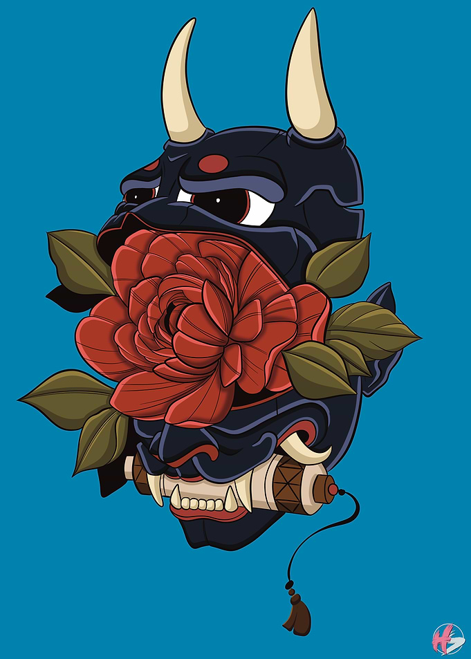 Oni Mask with Rose