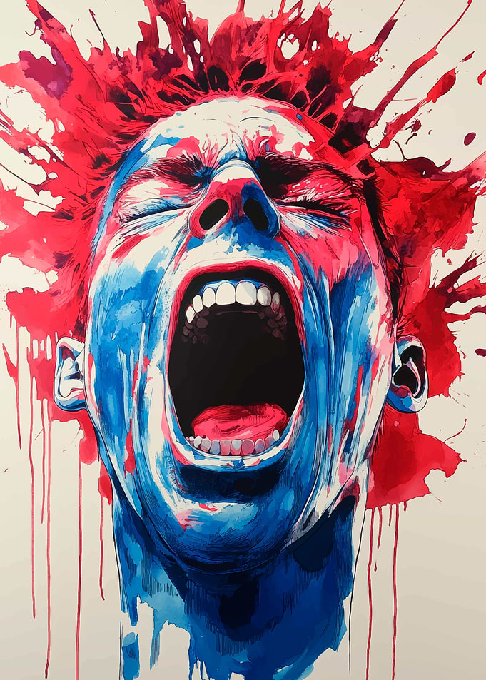 Screaming Man Watercolor