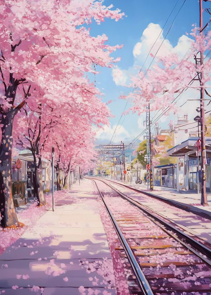 Cherry Blossom Train Tracks