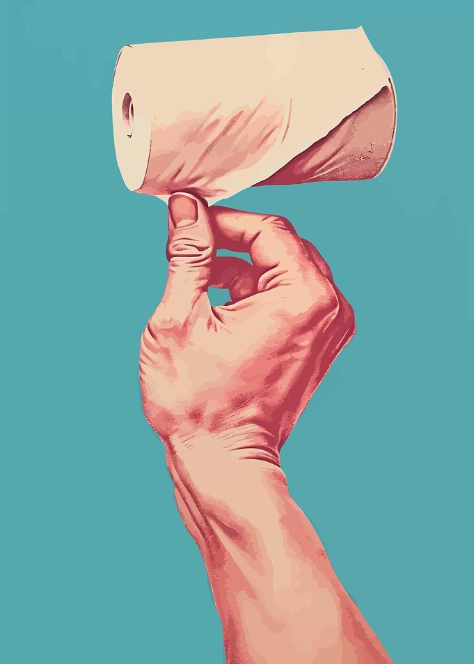 Hand Holding Toilet Paper