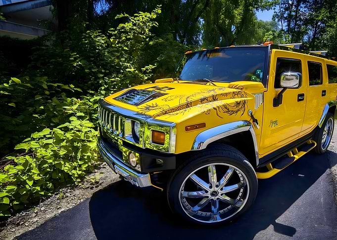 Yellow Hummer with Dragon