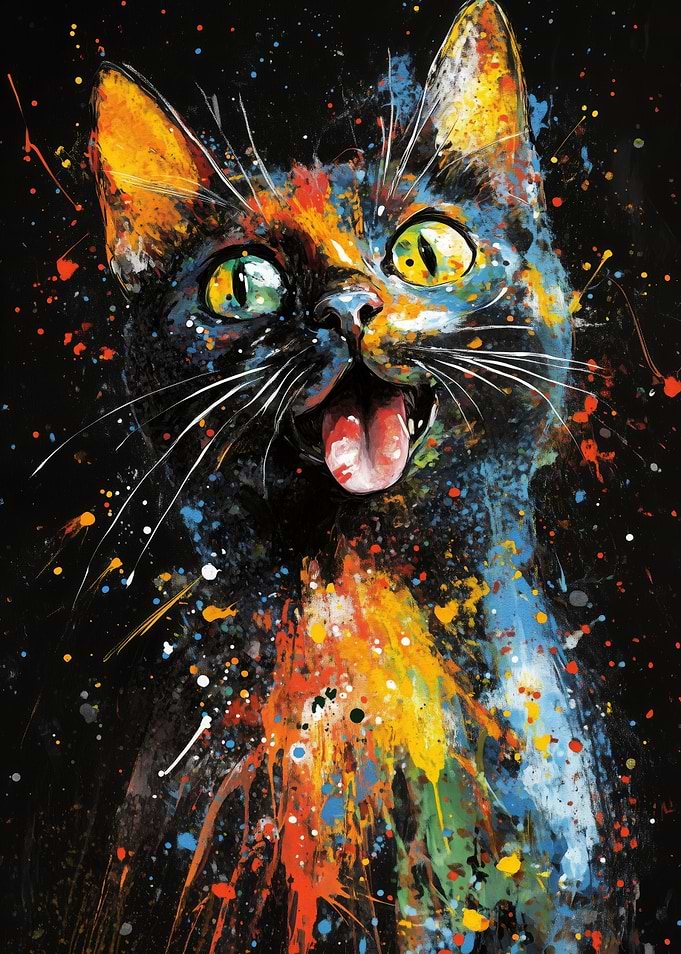 Colorful Cat Painting