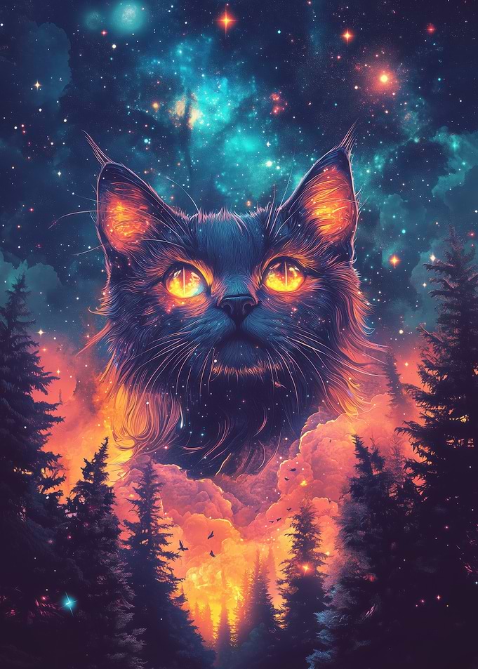 Cosmic Cat in Forest