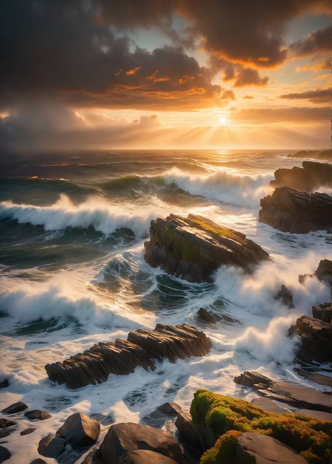 Dramatic Sunset Waves