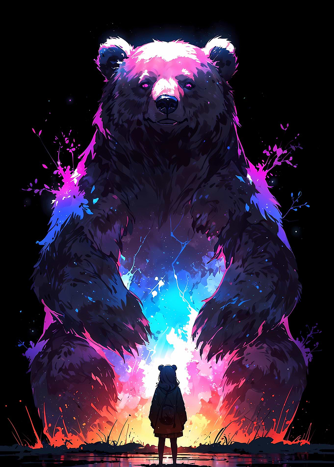 Girl and Giant Bear