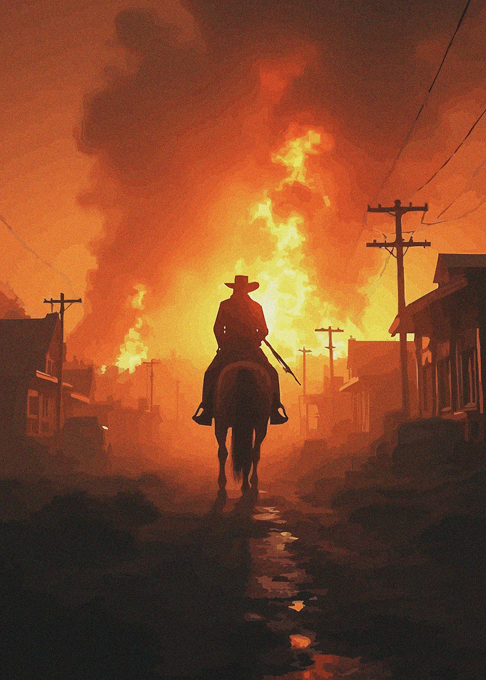 Lone Rider in Fire