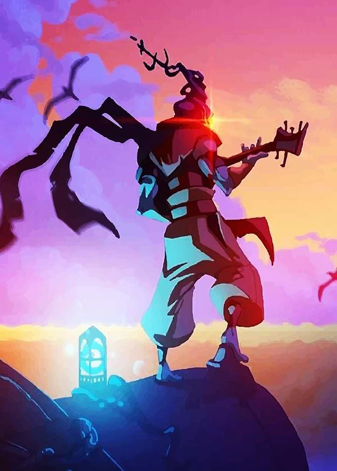 Silhouetted Musician Fire Warrior