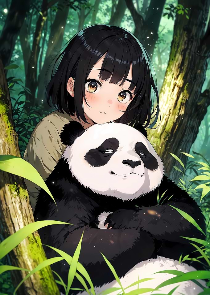 Anime Girl with Panda