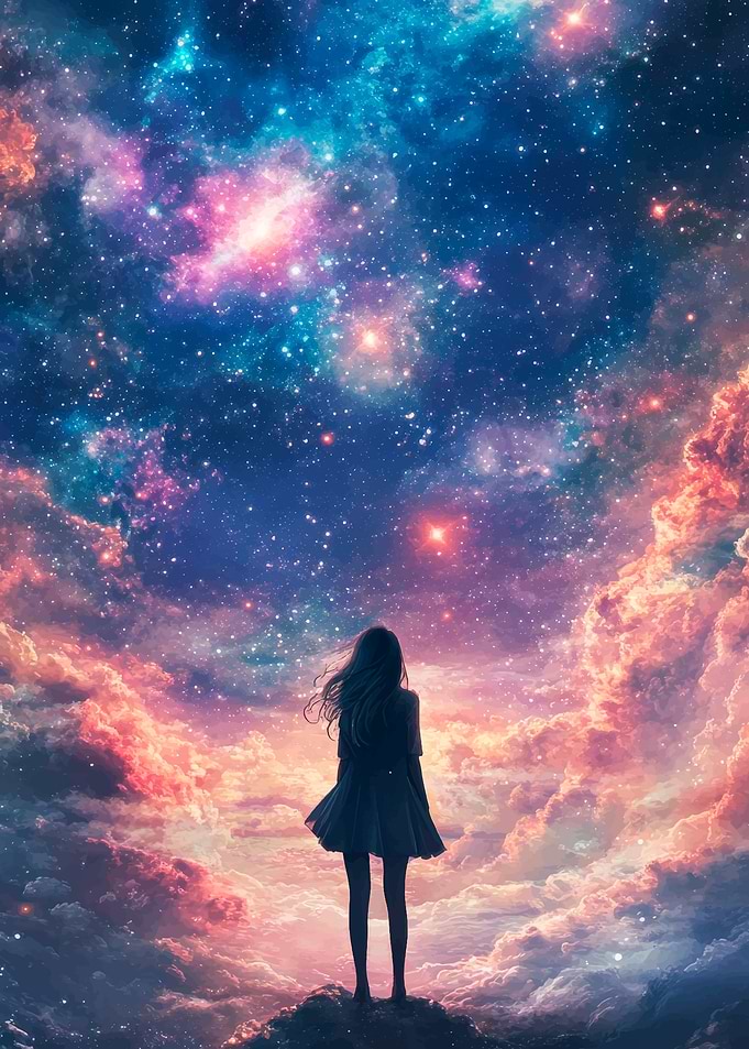 Girl Gazing at Stars