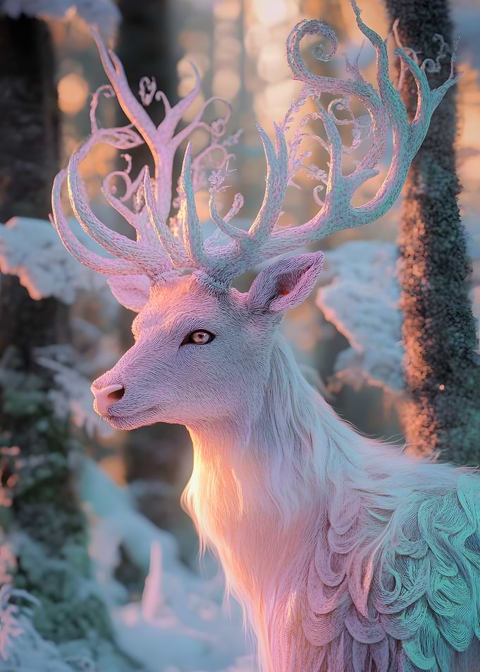 White Deer with Intricate Antlers