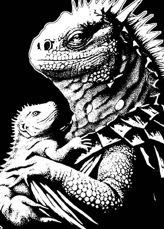 Iguana and Hatchling