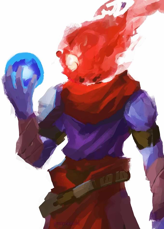 Fire Mage with Blue Orb