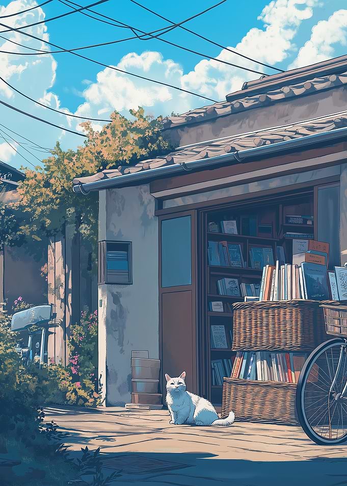 Cat by Bookstore