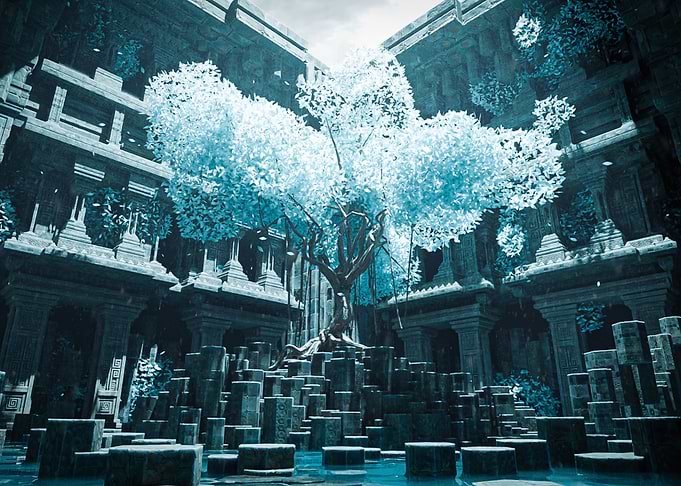 Sacred Tree in Ancient Ruins