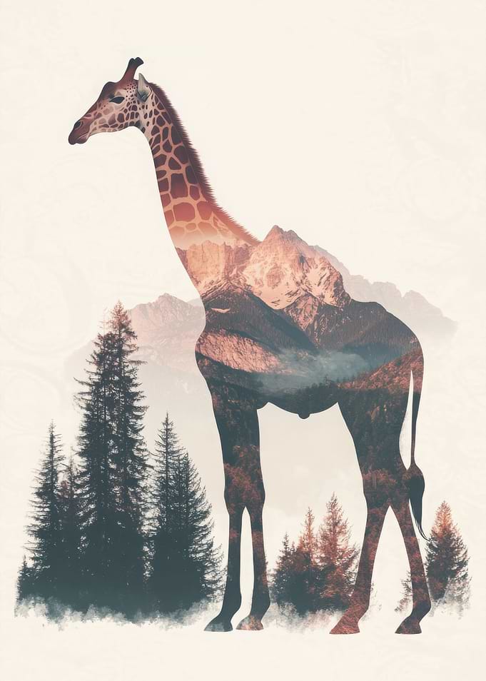 Giraffe Mountain Double Exposure