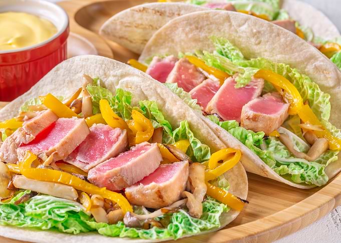 Tuna Tacos with Yellow Peppers