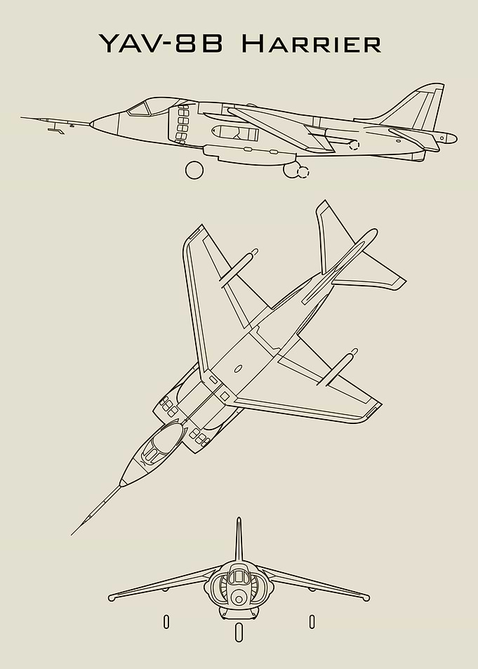 YAV-8B Harrier Jet Blueprint