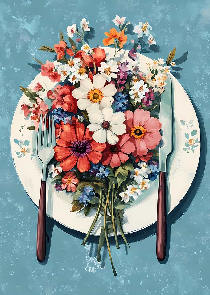 Floral Plate, Bon Appetit