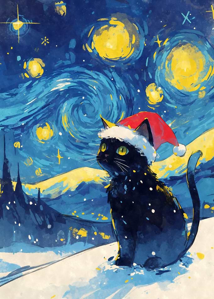 Christmas Black Cat Santa Hat