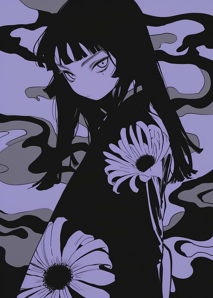 Anime Girl with Flowers