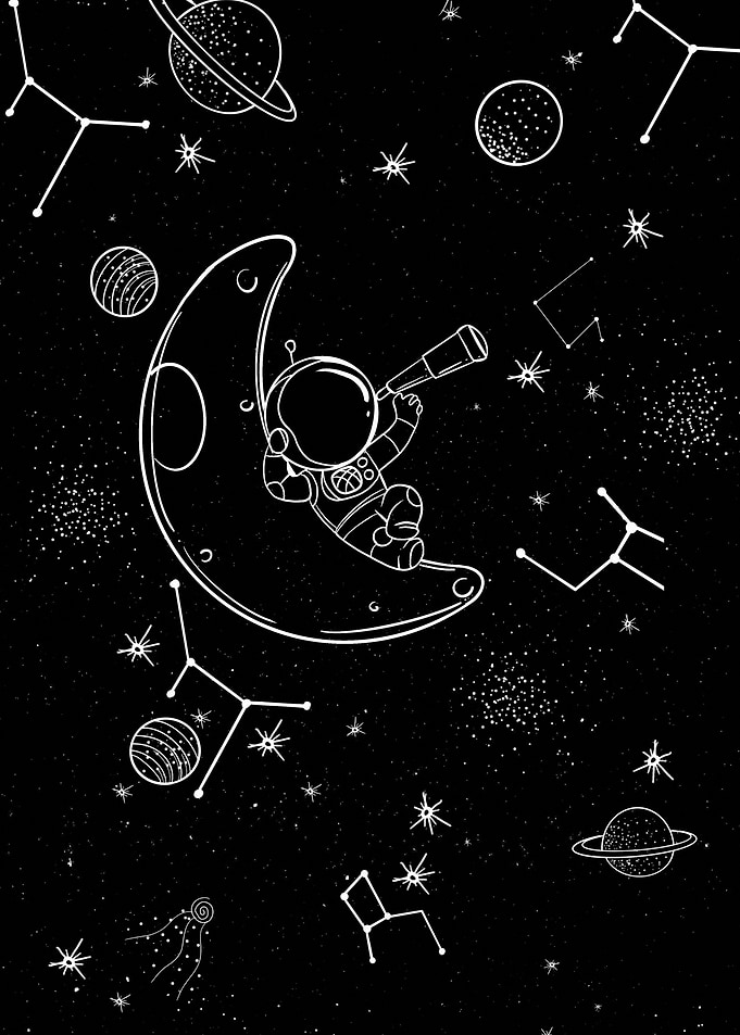 Astronaut on Crescent Moon