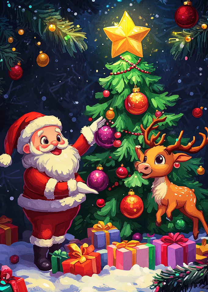 Santa and Reindeer Christm