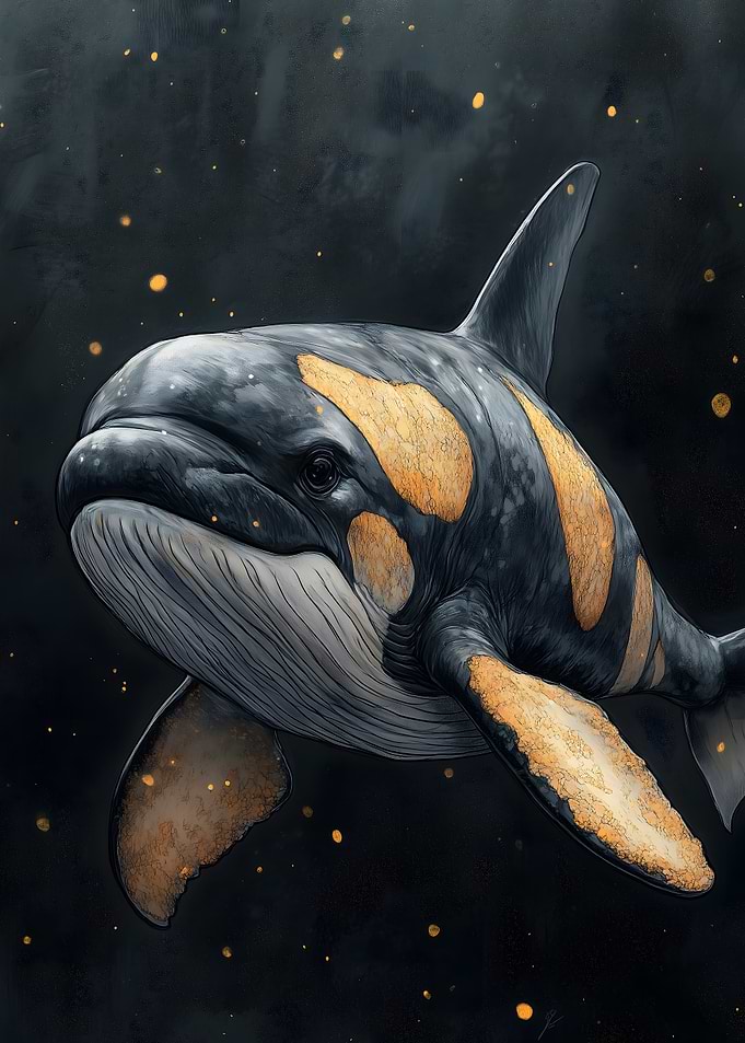 Golden Whale Illustration