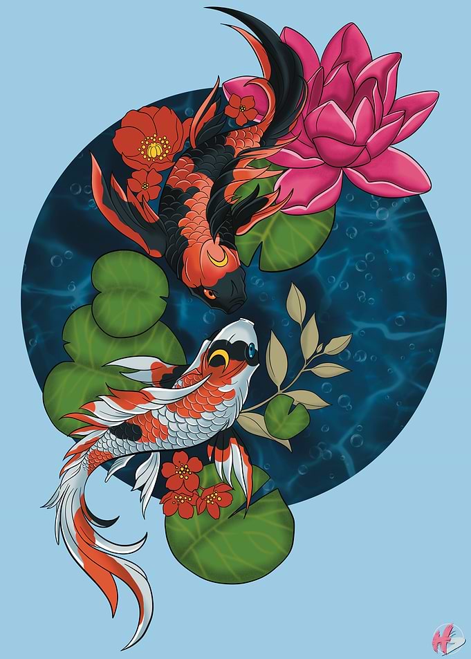 Koi Fish and Lotus