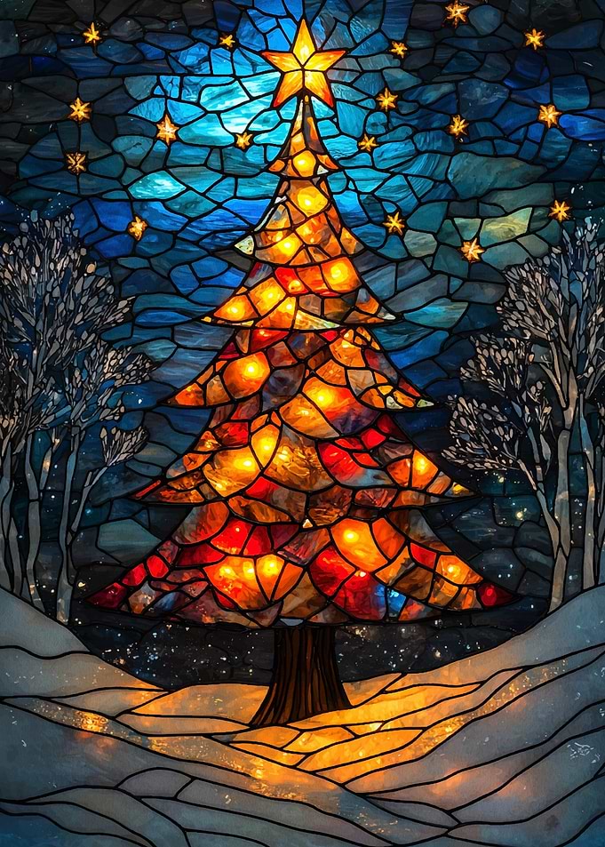Stained Glass Christmas Tr