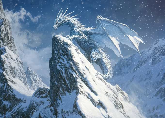 White Dragon on Mountain Peak