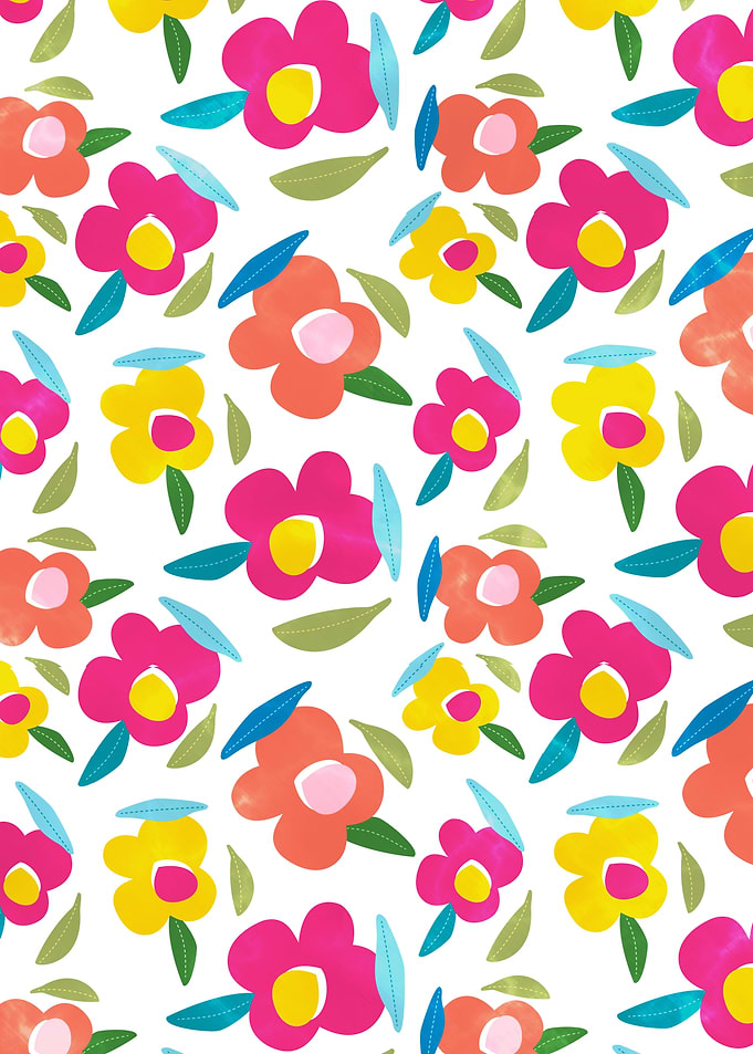 Bright Florals on White